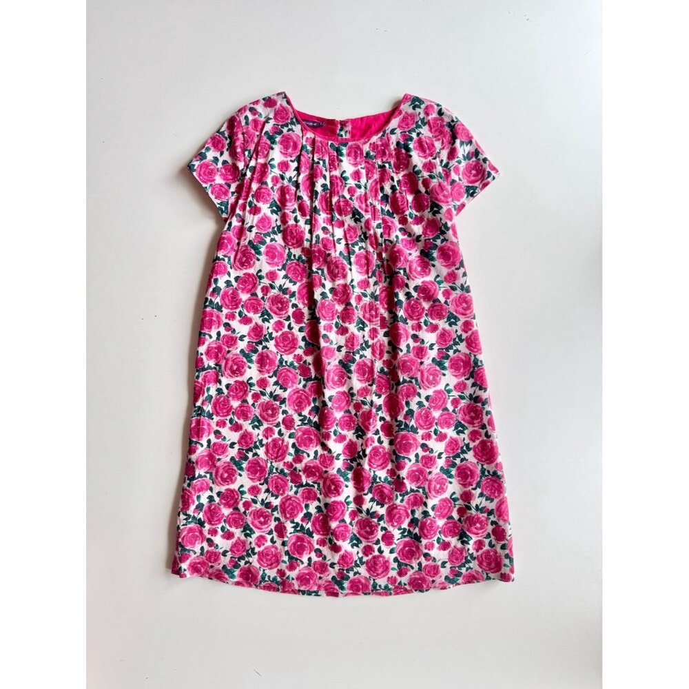 Girls' SERGENT MAJOR Pink Rose Floral Cotton Voile A-Line Tent Dress, Size 10